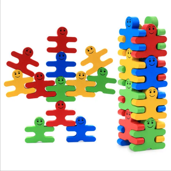 16PCS Wooden Balance Villain Blocks - Open Ended Wooden Toys