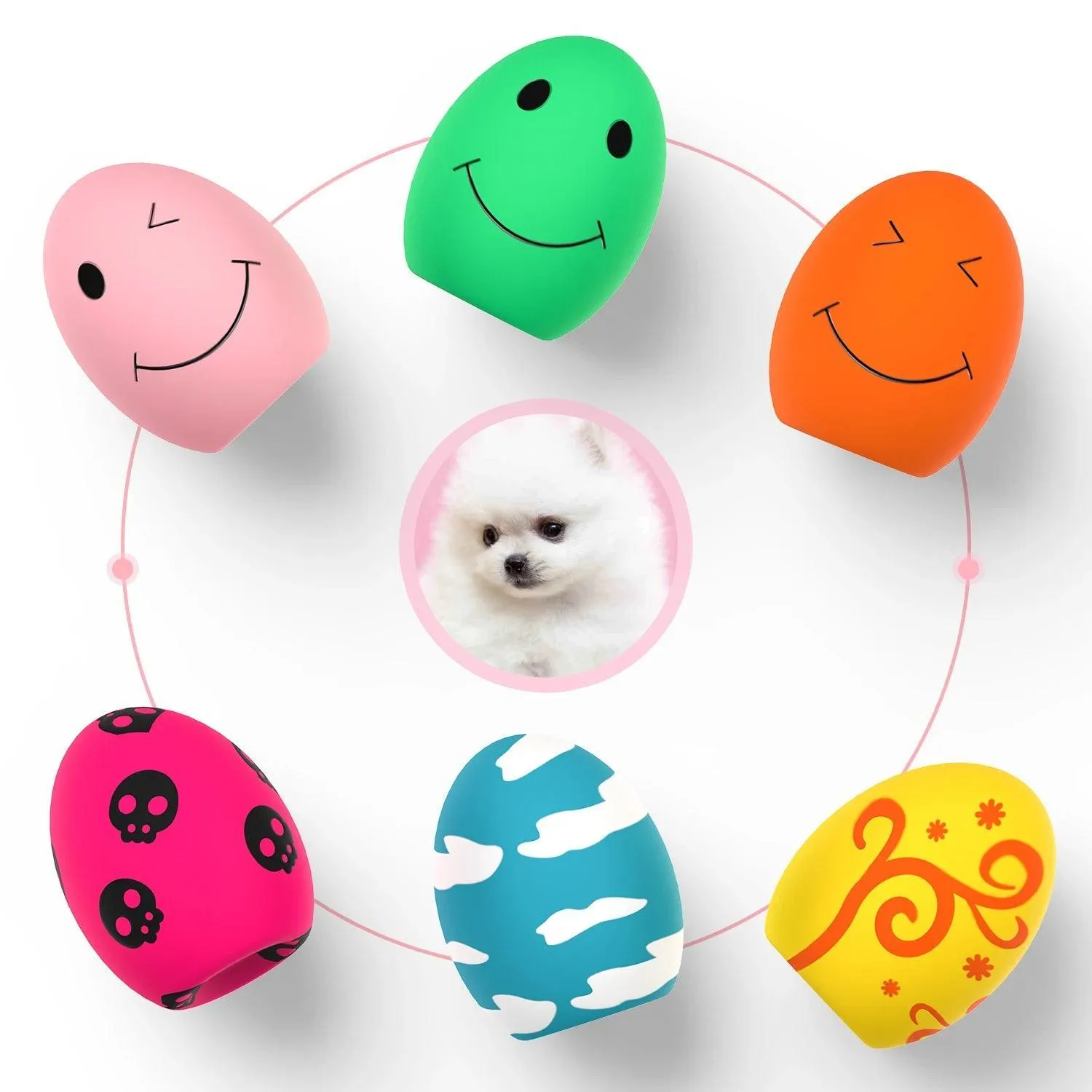 8-Piece Rubber Puppy Toy Set Squeak Sound