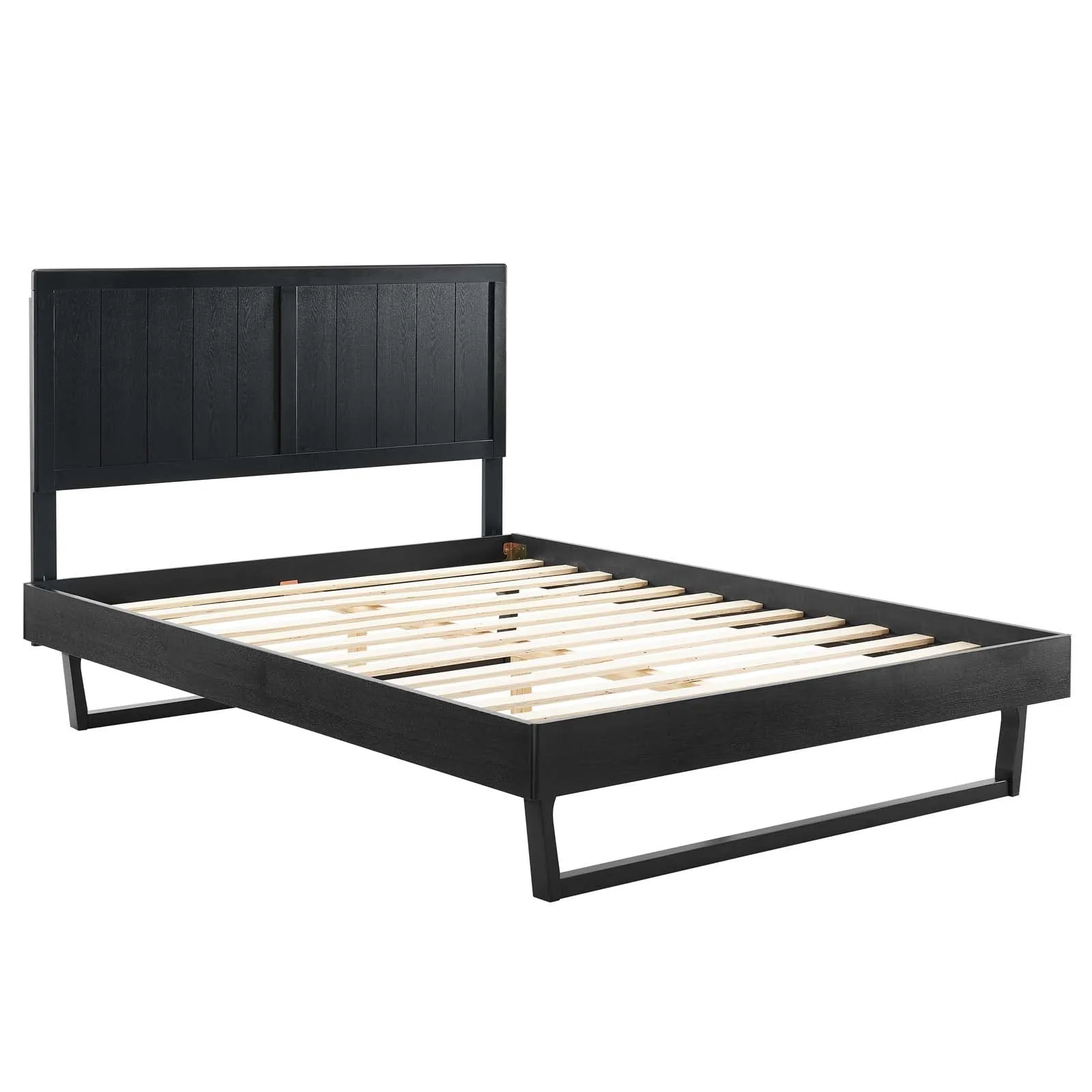 Alana Wood Platform Bed With Angular Frame