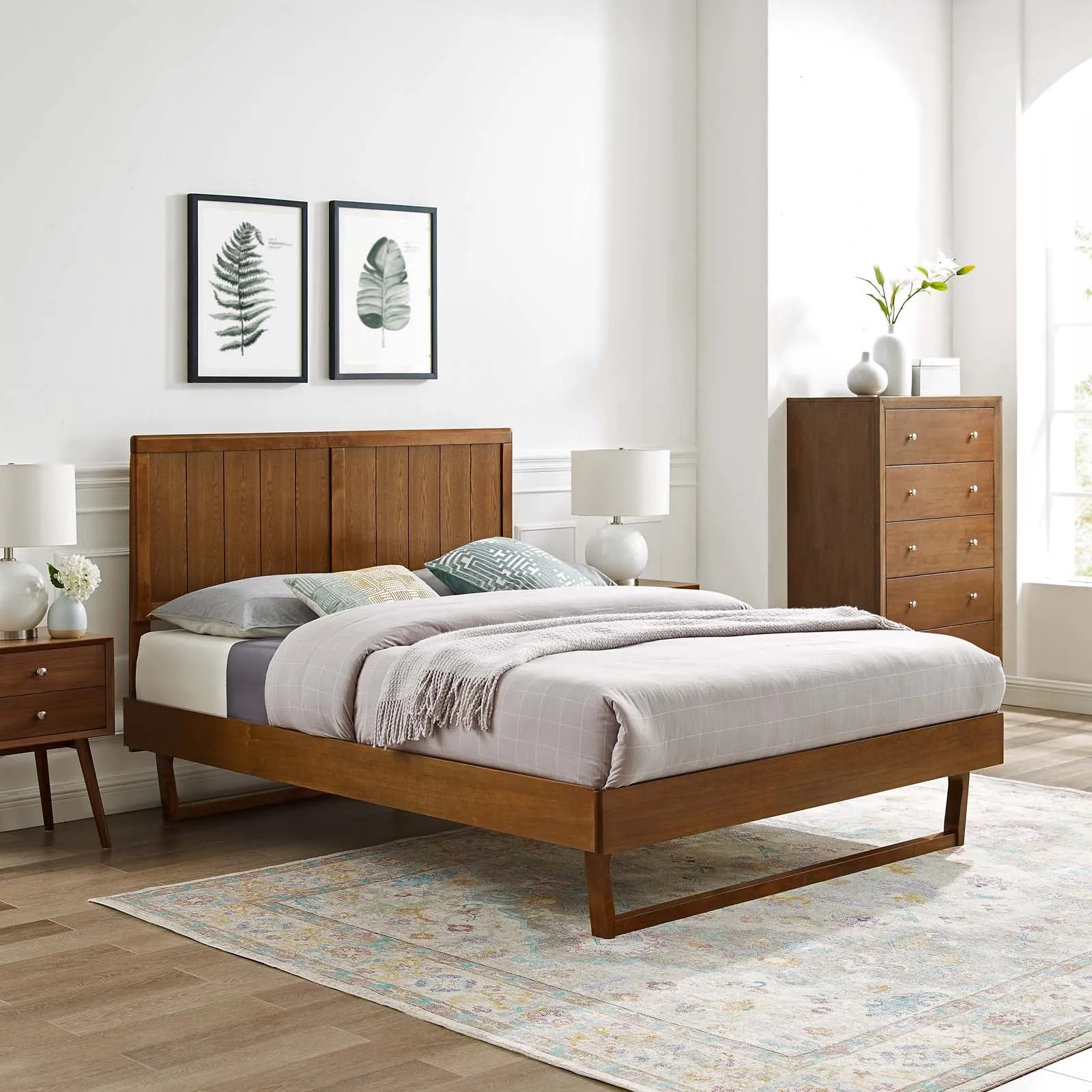 Alana Wood Platform Bed With Angular Frame