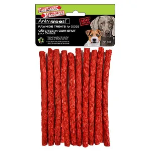 Animooos Dog 10 Rawhide Treats - Red Pressed Sticks 6in