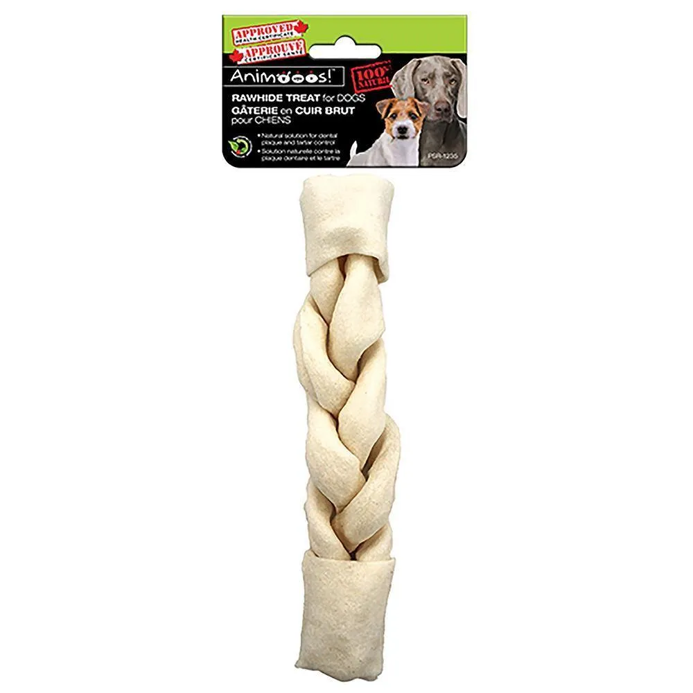 Animooos Dog Rawhide Treat - Braid 7.8in