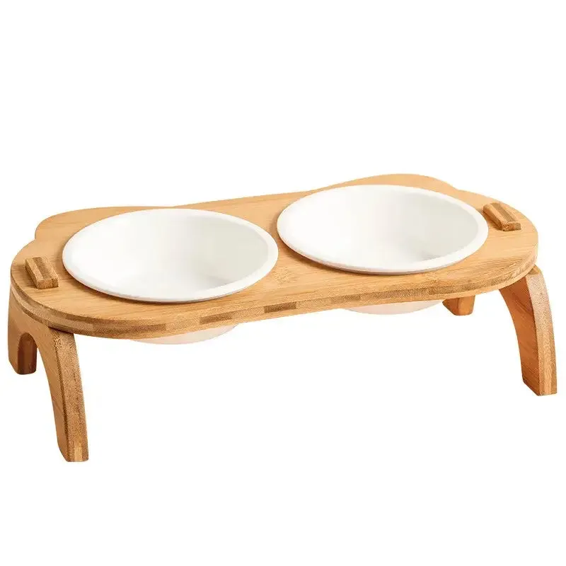 Bamboo Cat Bowls - Anti-Leak Pet Feeder