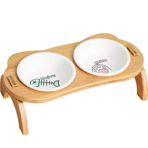 Bamboo Cat Bowls - Anti-Leak Pet Feeder