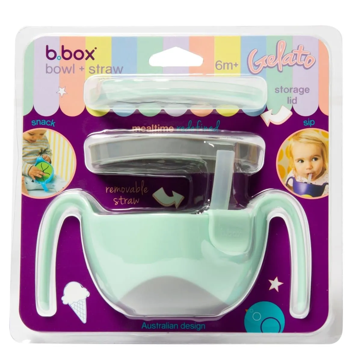 B.Box Bowl   Straw set Pistachio Light Green