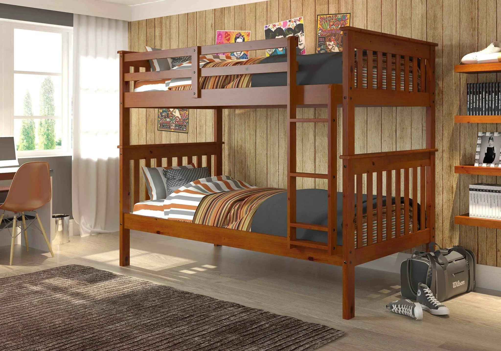 Benjamin Espresso Bunk Bed for Kids