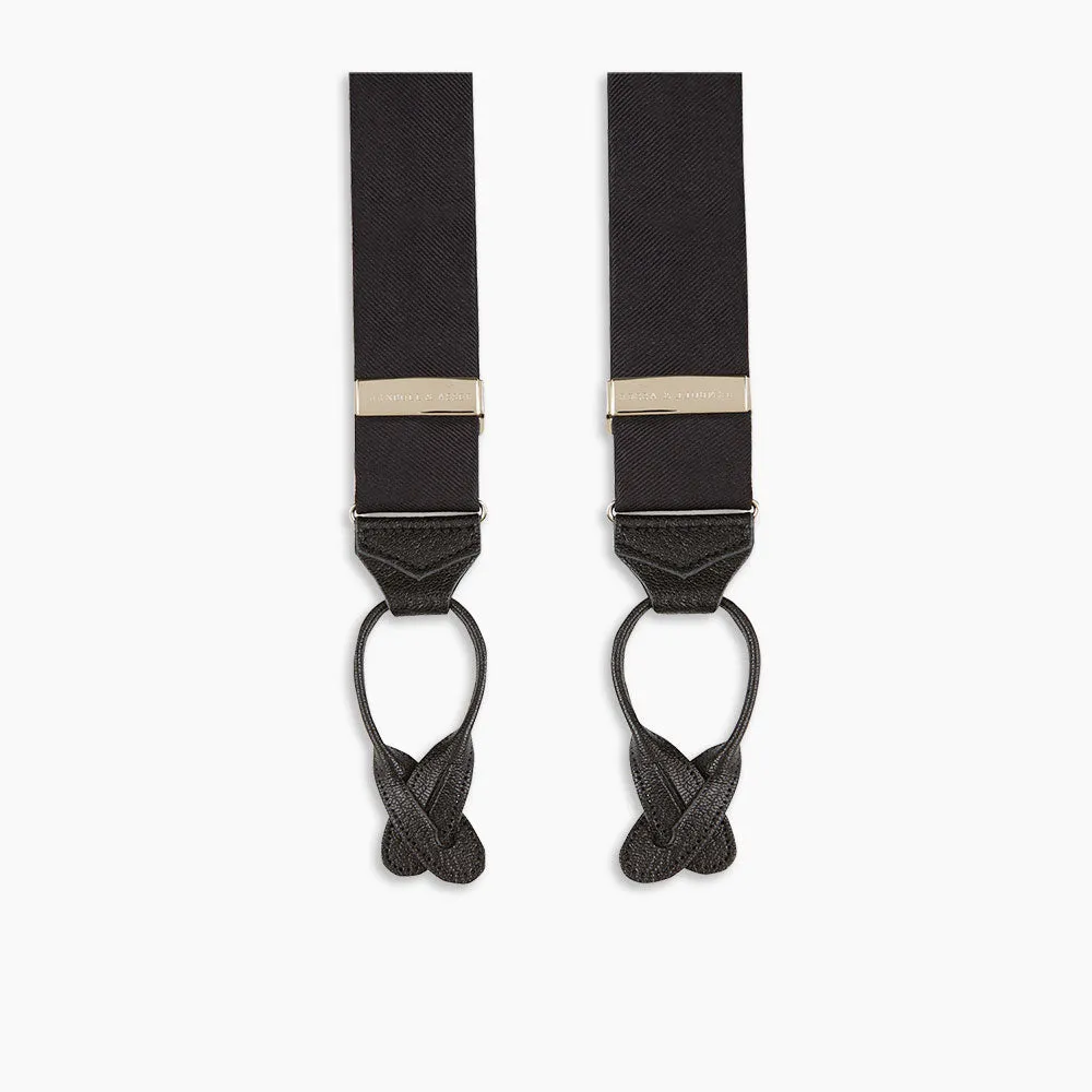 Black Herringbone Adjustable Silk Braces