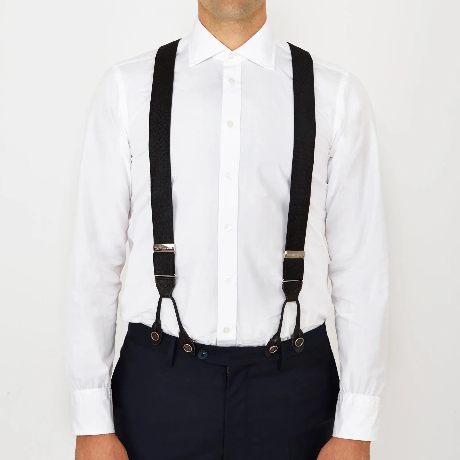 Black Herringbone Adjustable Silk Braces