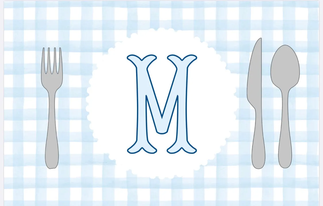 Blue Gingham Place Setting Placemat