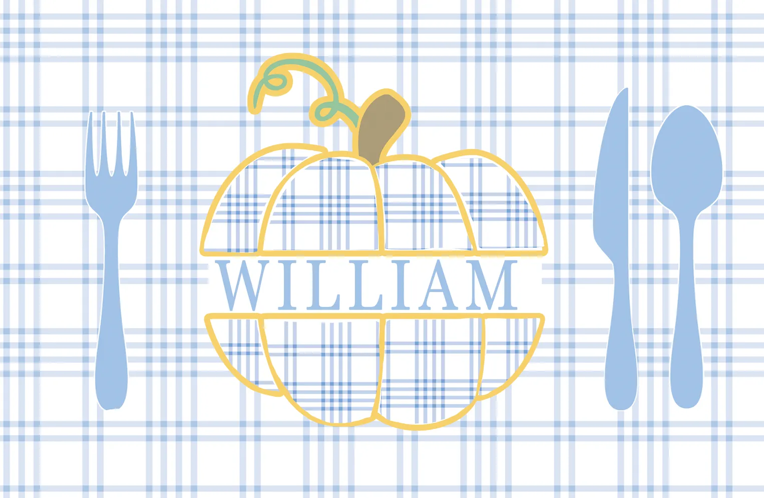 Blue Gingham Pumpkin Placemat