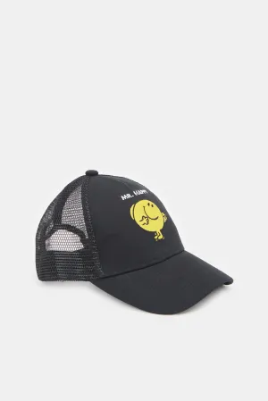 Boys Black Smiley Face Print Cap