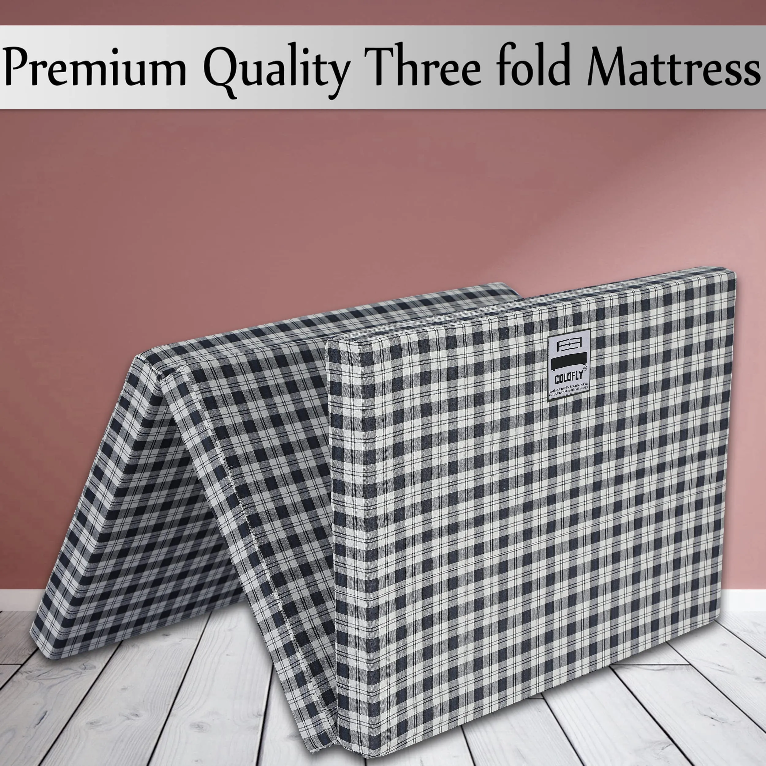 Colofly 3 Inch Three Fold Dual Comfort Reversible UHD Foam Single Bed Mattress Navy Blue