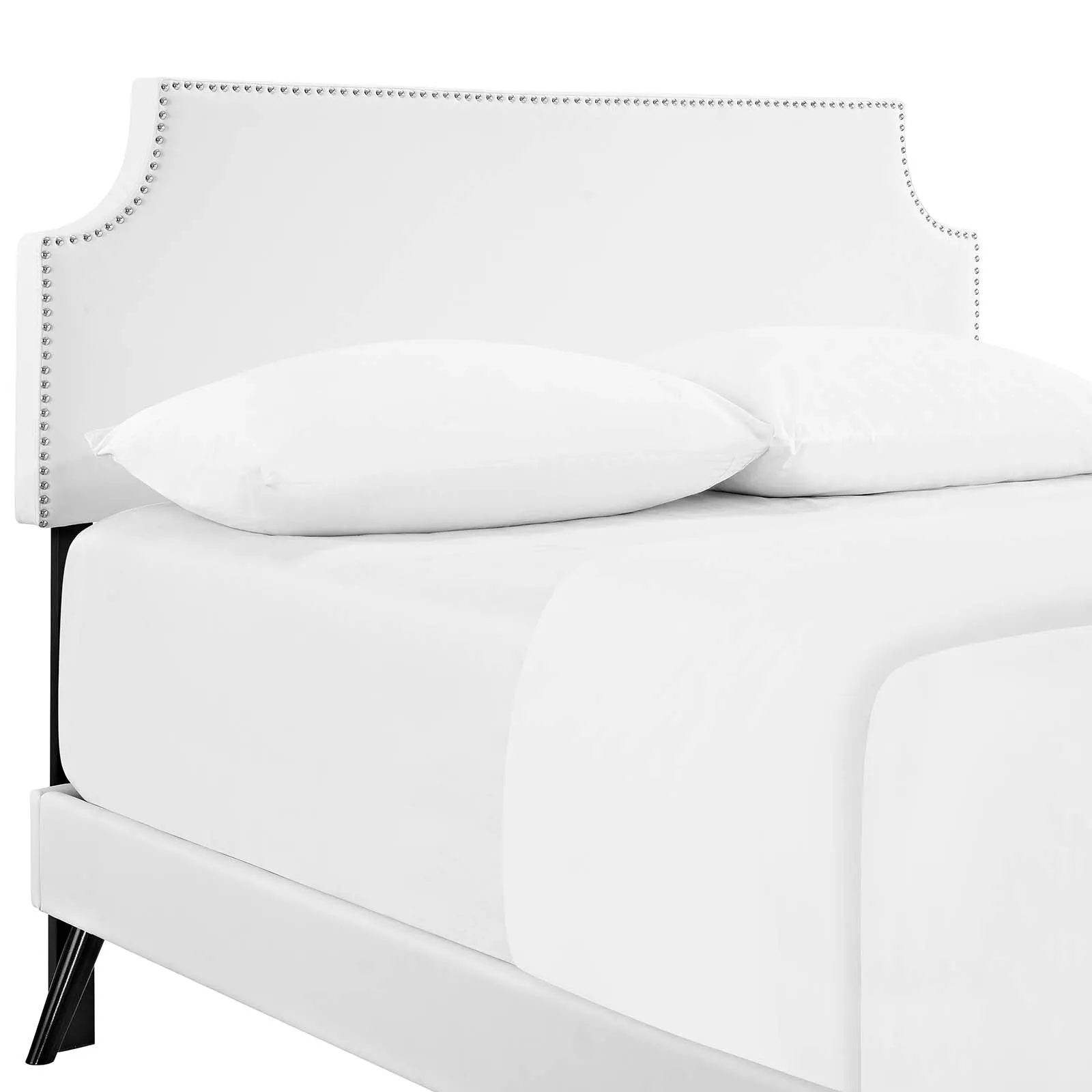 Corene Vinyl Platform Bed with Round Splayed Legs