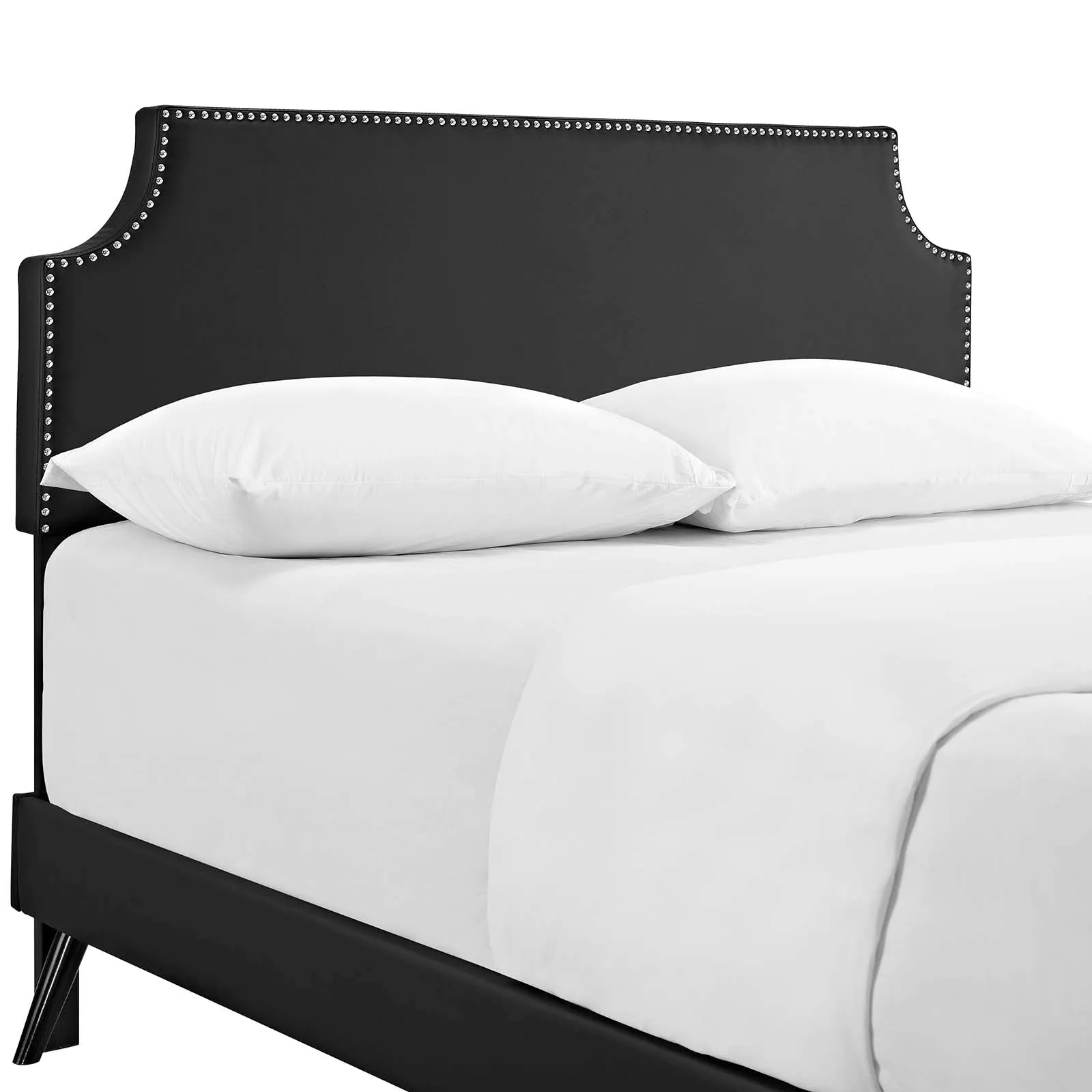 Corene Vinyl Platform Bed with Round Splayed Legs