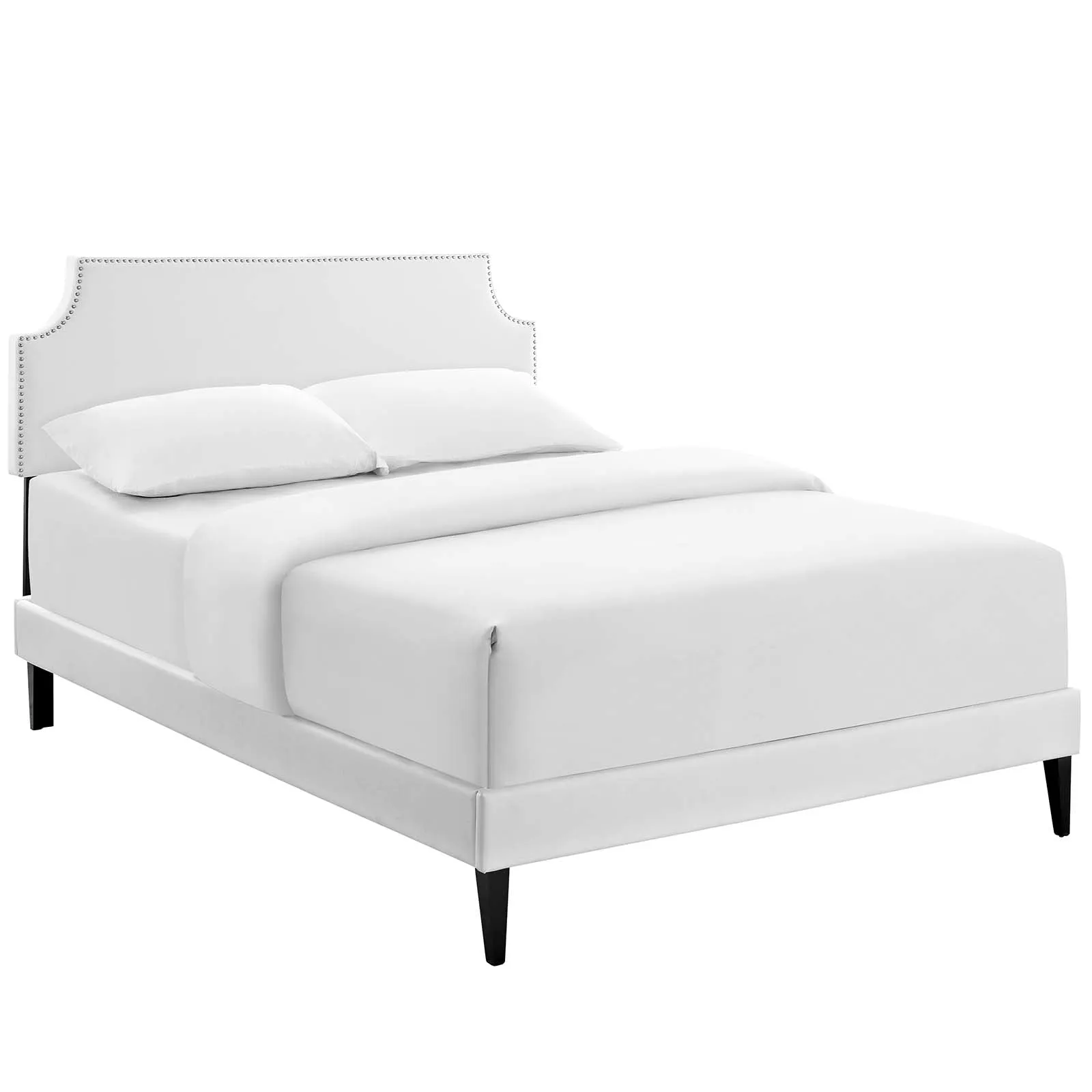 Corene Vinyl Platform Bed with Squared Tapered Legs