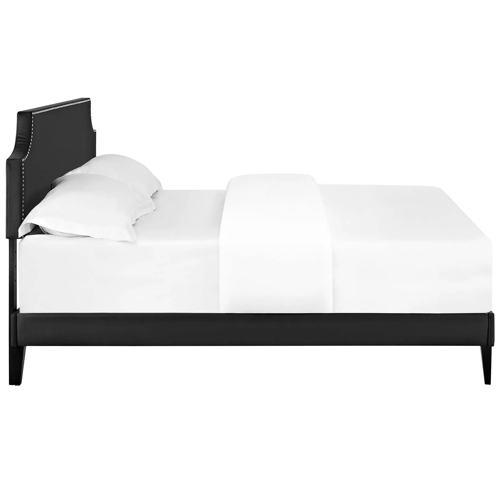 Corene Vinyl Platform Bed with Squared Tapered Legs