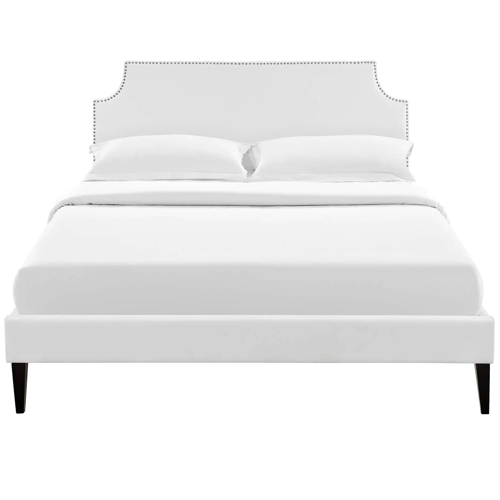 Corene Vinyl Platform Bed with Squared Tapered Legs