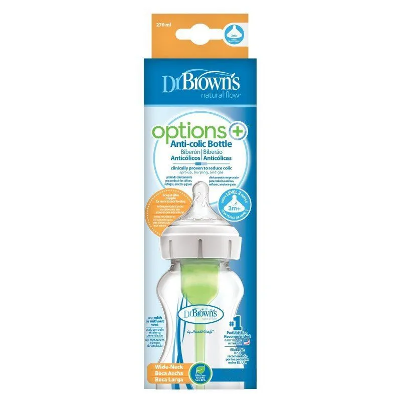 Dr. Brown's Natural Flow Options  Anti-Colic Baby Bottle, Wide-Neck, 330ml