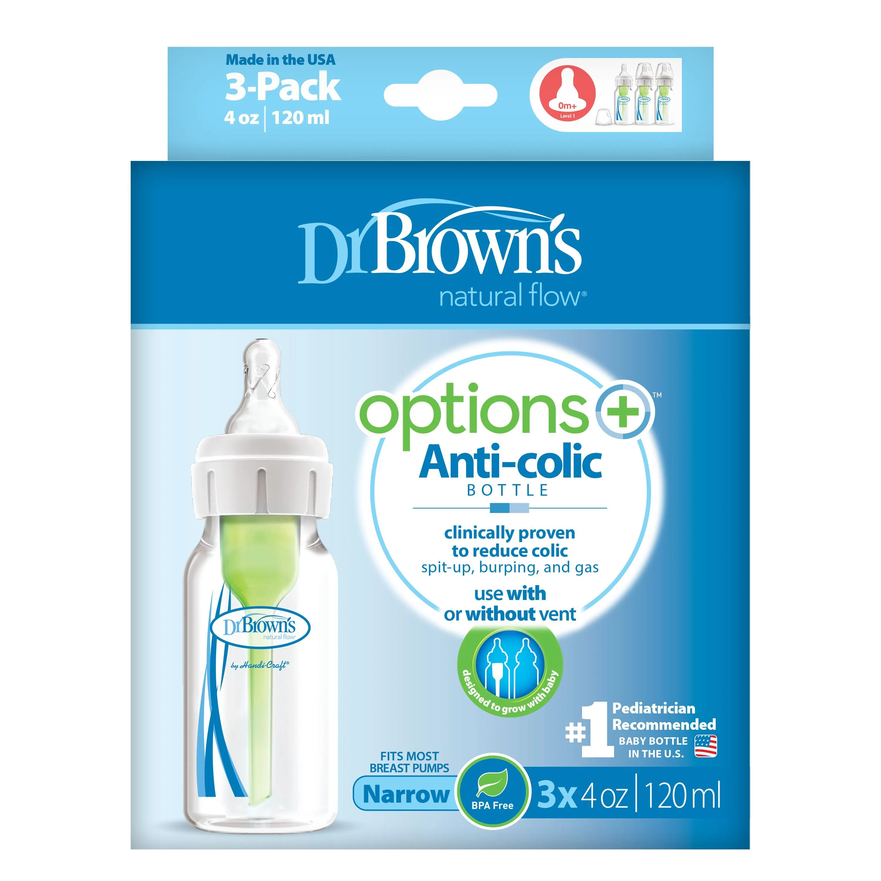 Dr. Brown's - Options  Anti-Colic Narrow Bottles - 3pk/4oz