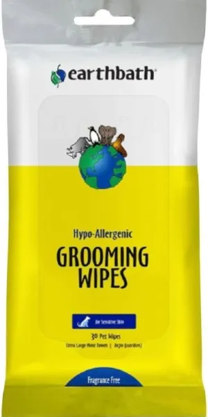 Earthbath Hypo-Allergenic Grooming Cleans & Conditions Fragrance Free Plant-Based Wipes