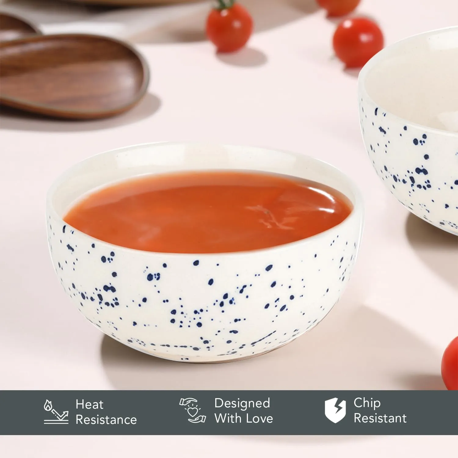 Ekhasa Ceramic Bowl Set for Kitchen (Microwave Safe, 2 Pcs, 400ml) | Ideal for Serving, Soup Bowl, Salad Bowl, Ramen Bowl, Pasta Bowl, Maggie Bowl, Noodle Bowl, Rice, Oats & Fruit Bowl