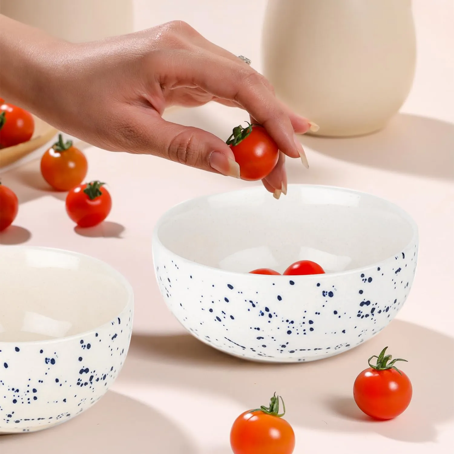 Ekhasa Ceramic Bowl Set for Kitchen (Microwave Safe, 2 Pcs, 400ml) | Ideal for Serving, Soup Bowl, Salad Bowl, Ramen Bowl, Pasta Bowl, Maggie Bowl, Noodle Bowl, Rice, Oats & Fruit Bowl