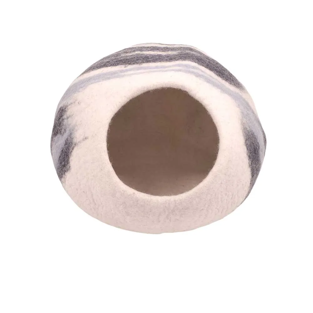 Felt Cat Cave, White, Grey and Blue Marble