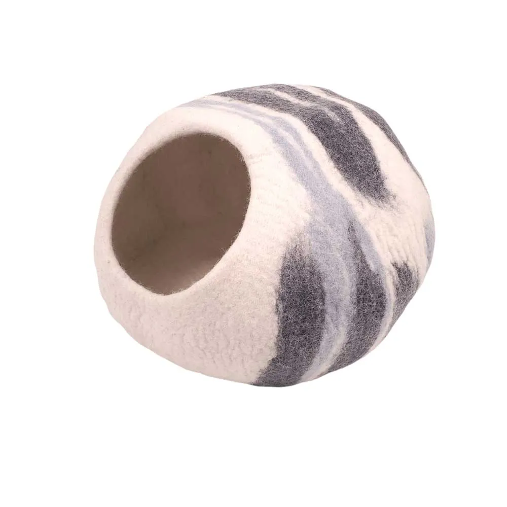 Felt Cat Cave, White, Grey and Blue Marble