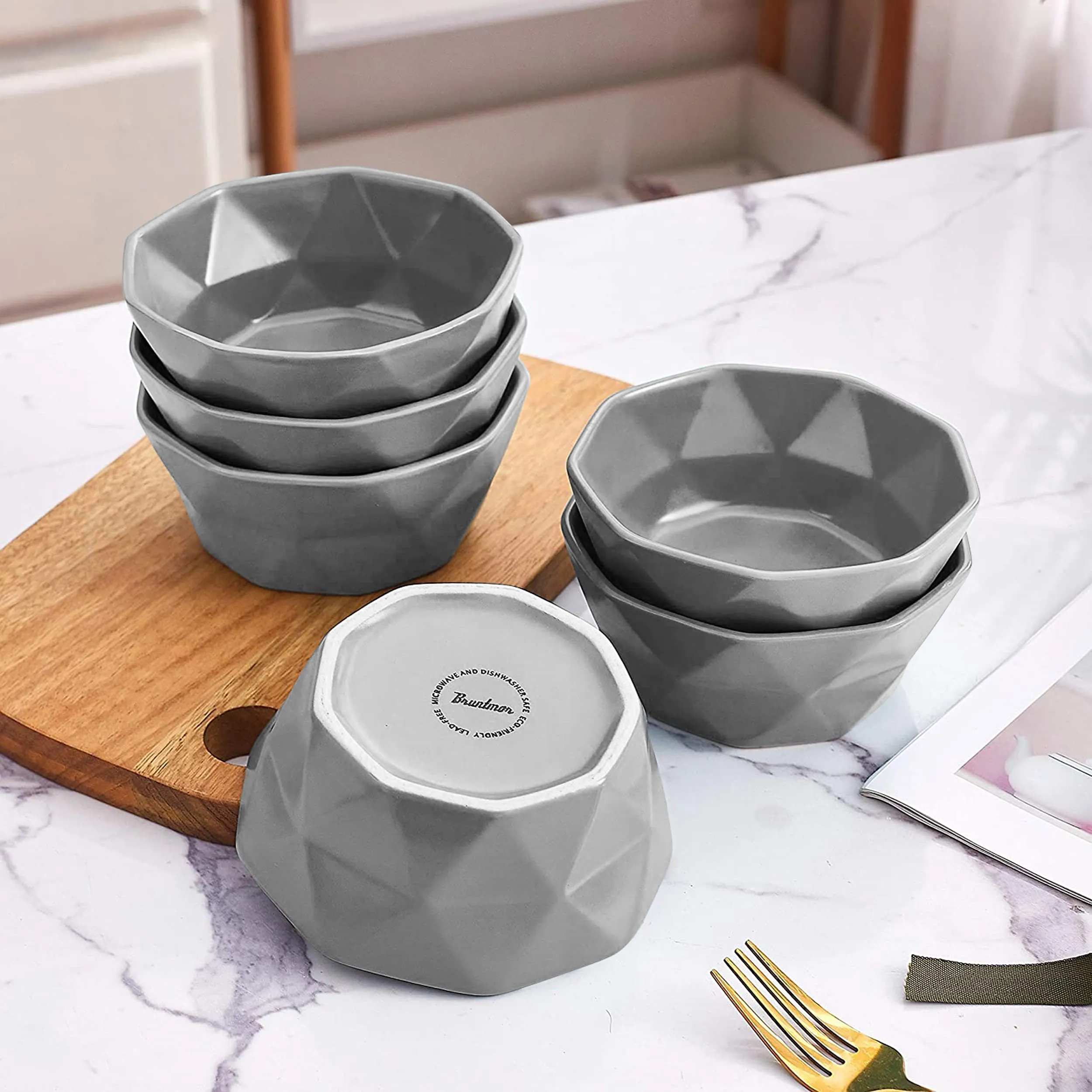 Geometric Ceramic Bowls - Oven To Table Bakeware Bowls - Elagent Matte Serving Bowls