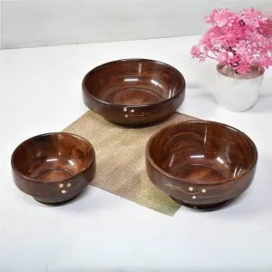 Handmade Multipurpose Wooden Serving Bowl 6x2 inch 5x2 inch 4x1.5 inches