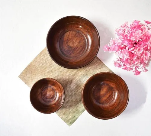 Handmade Multipurpose Wooden Serving Bowl 6x2 inch 5x2 inch 4x1.5 inches