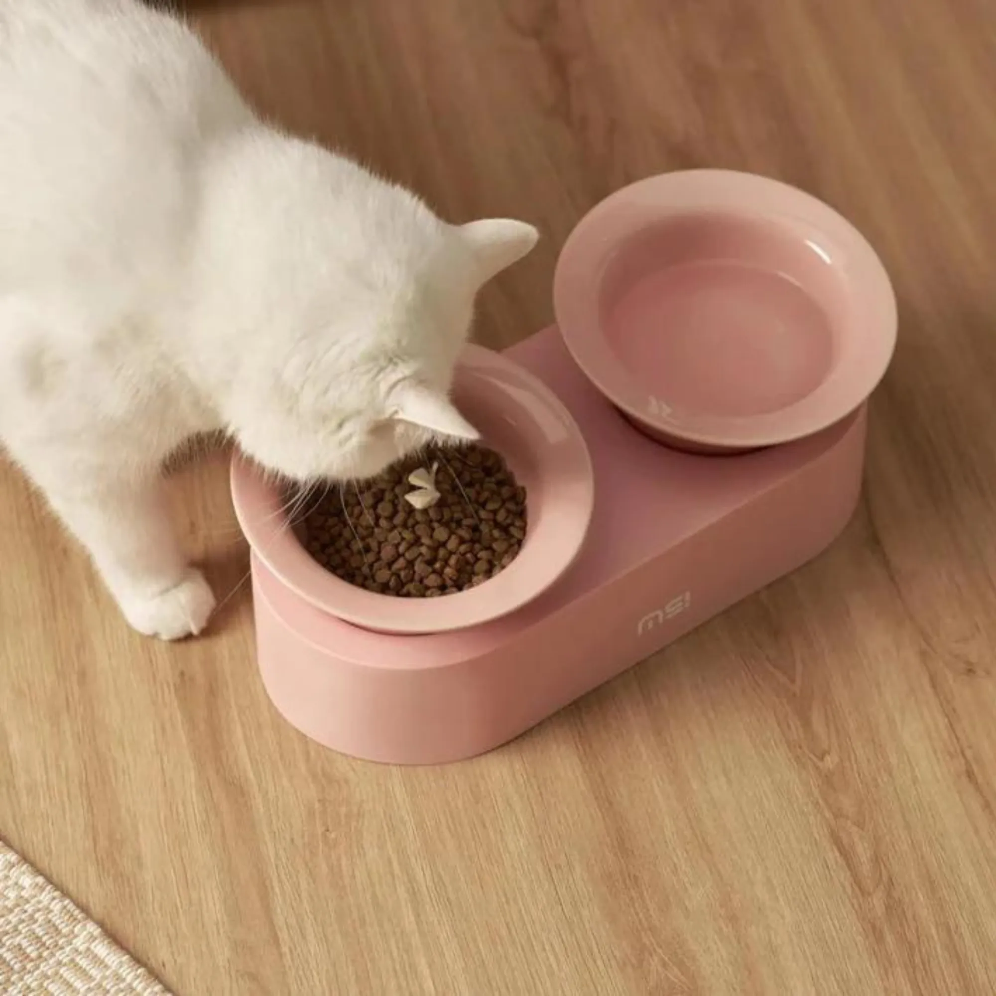 Makesure Jingle 2 in 1 Ceramic Pet Bowl Pink