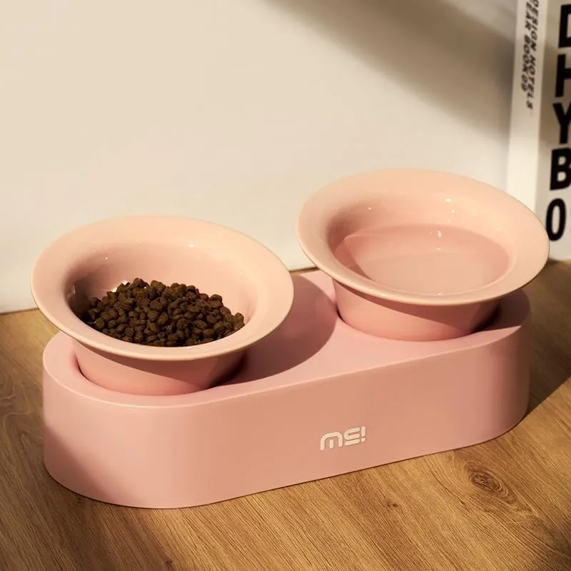 Makesure Jingle 2 in 1 Ceramic Pet Bowl Pink