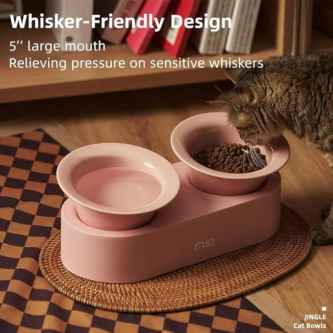 Makesure Jingle 2 in 1 Ceramic Pet Bowl Pink