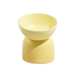 Makesure Sugar Bean Ceramic Double Pet Bowl Yellow