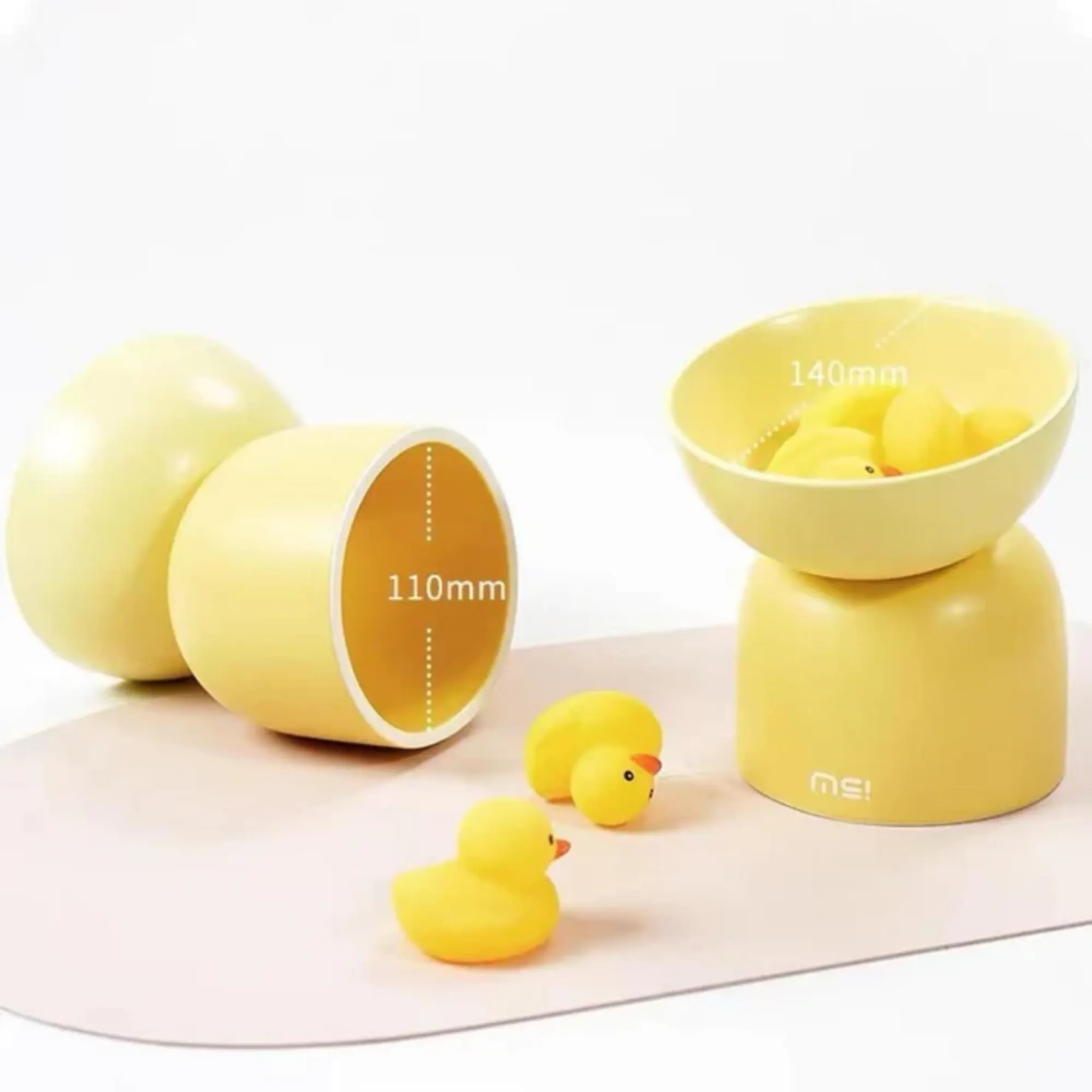 Makesure Sugar Bean Ceramic Double Pet Bowl Yellow