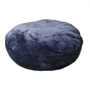 Medium Pet Calming Plush Round Fleece Bed - Navy