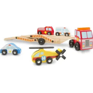 Melissa & Doug Wooden Emergency Vehicle Car Carrier