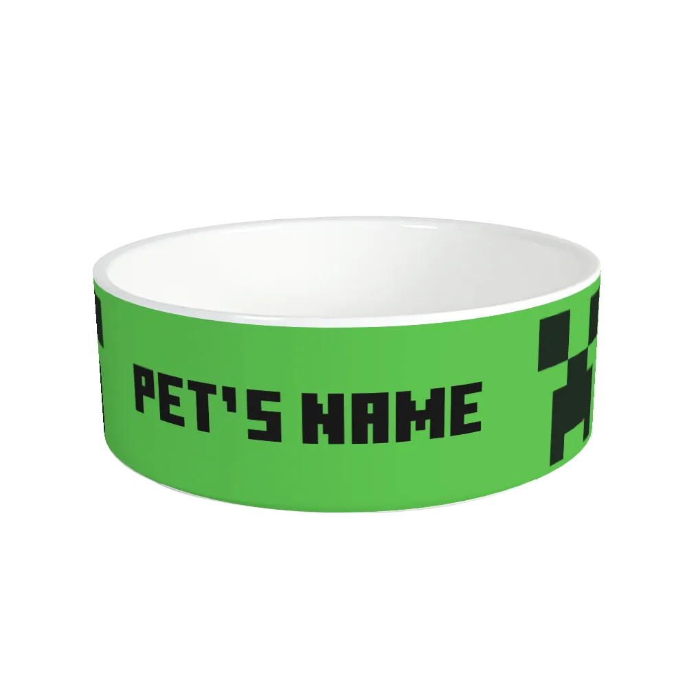 Minecraft Creeper Survival Mode Personalized Pet Bowl