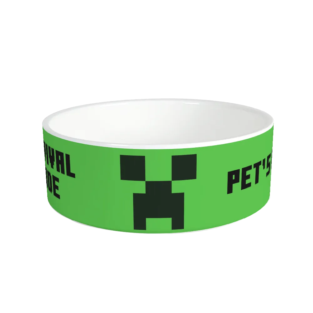 Minecraft Creeper Survival Mode Personalized Pet Bowl