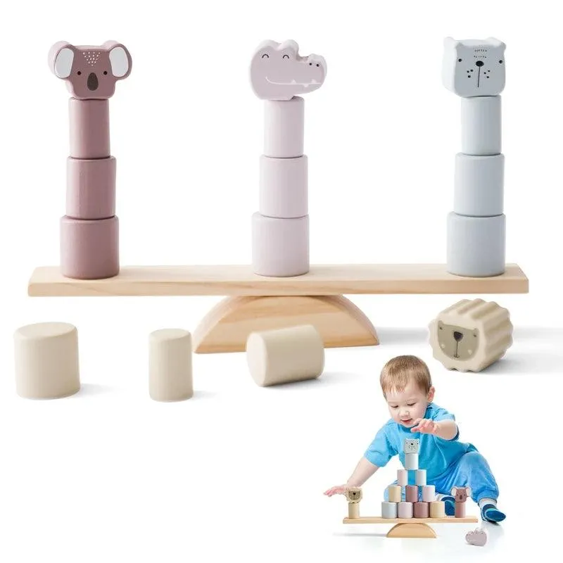 Montessori Wooden Animal Threading & Seesaw Toys