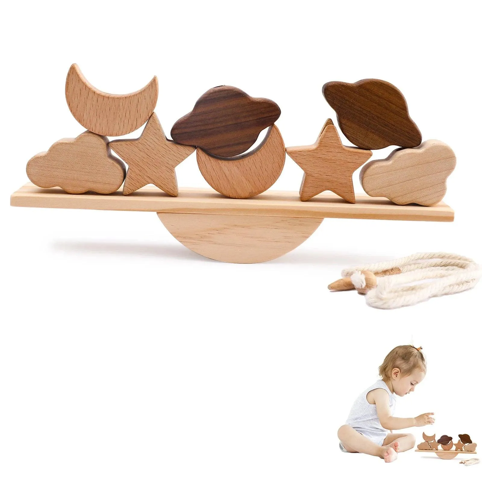 Montessori Wooden Animal Threading & Seesaw Toys