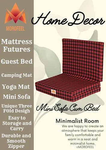 MOROFEEL 2 Inch Dual Comfort Reversible Foldable UHD Foam Single Bed Mattress 3 Fold Red & Black