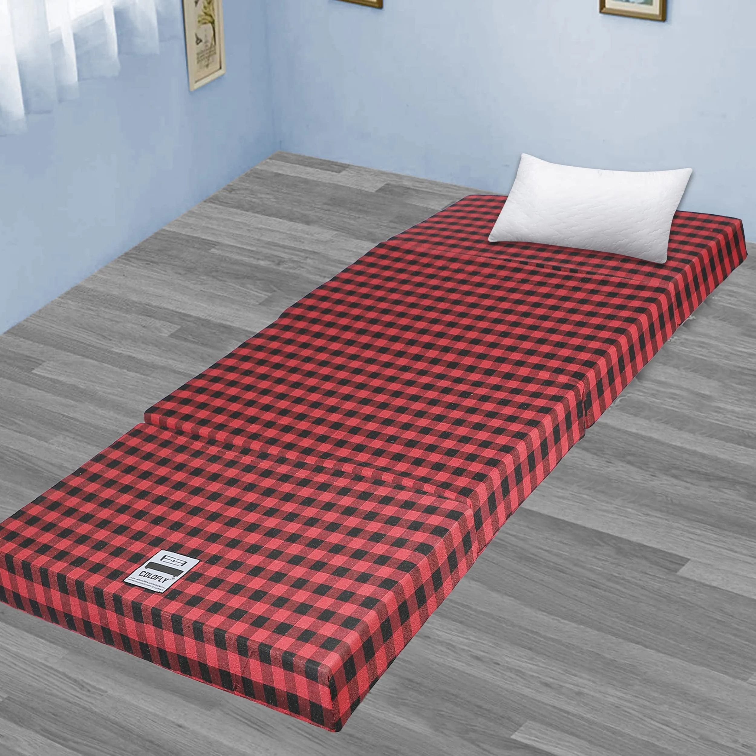 MOROFEEL 2 Inch Dual Comfort Reversible Foldable UHD Foam Single Bed Mattress (4 Fold, Red & Black, 72X35X2 inch)