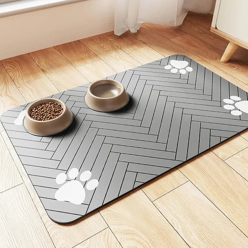 Pet Feeding Mat - Absorbent Quick-Dry Placemat for Dog and Cat Food & Water Bowls with Waterproof Rubber Backing