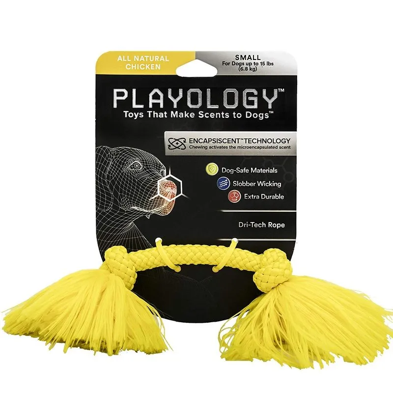 Playology Dri-Tech Yellow Rope Chicken Scented Toy