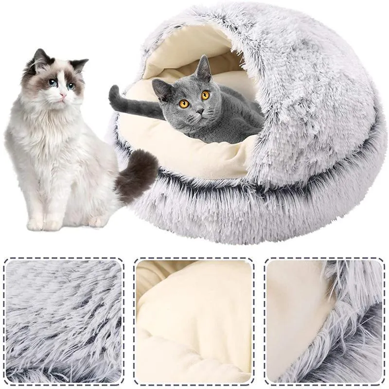 Plush Super Soft Sleeping Cat bed/Small Dog Warm Round Basket Beds