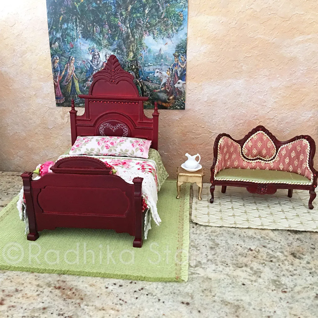 Queen of Vrindavan Roses - Rosewood Finish Bed