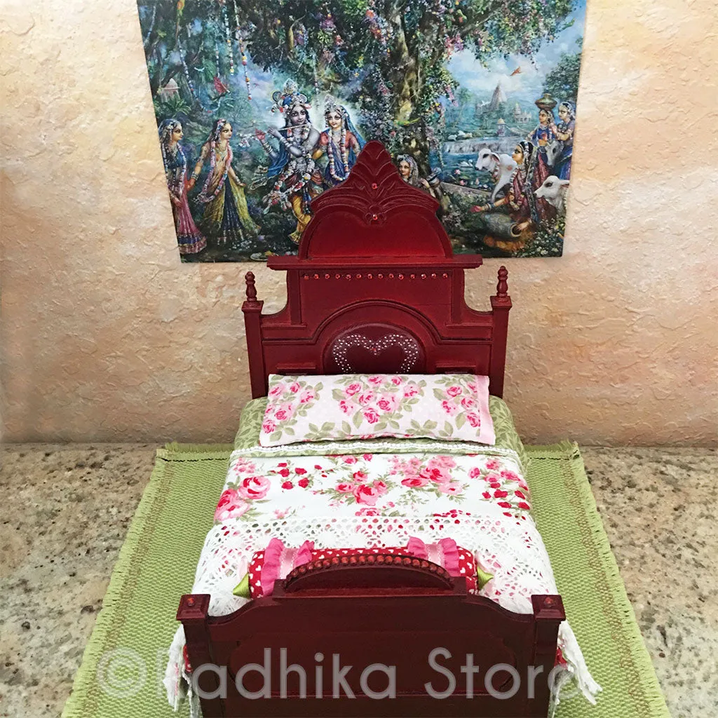 Queen of Vrindavan Roses - Rosewood Finish Bed