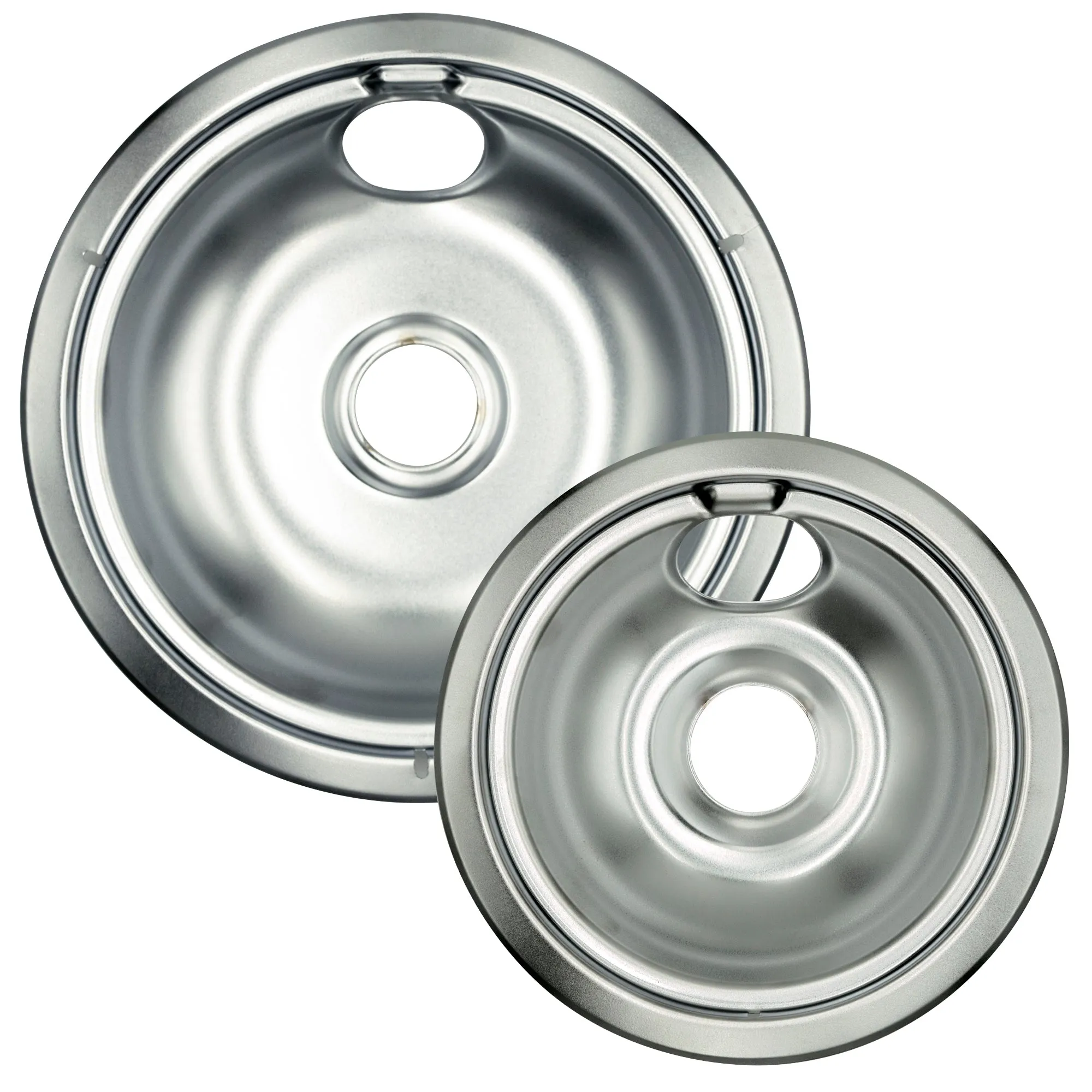 R101C2 2-Pack Universal Fit Heavy Duty Chrome Plated Drip Bowls for Electric Range with Plug-In Elements